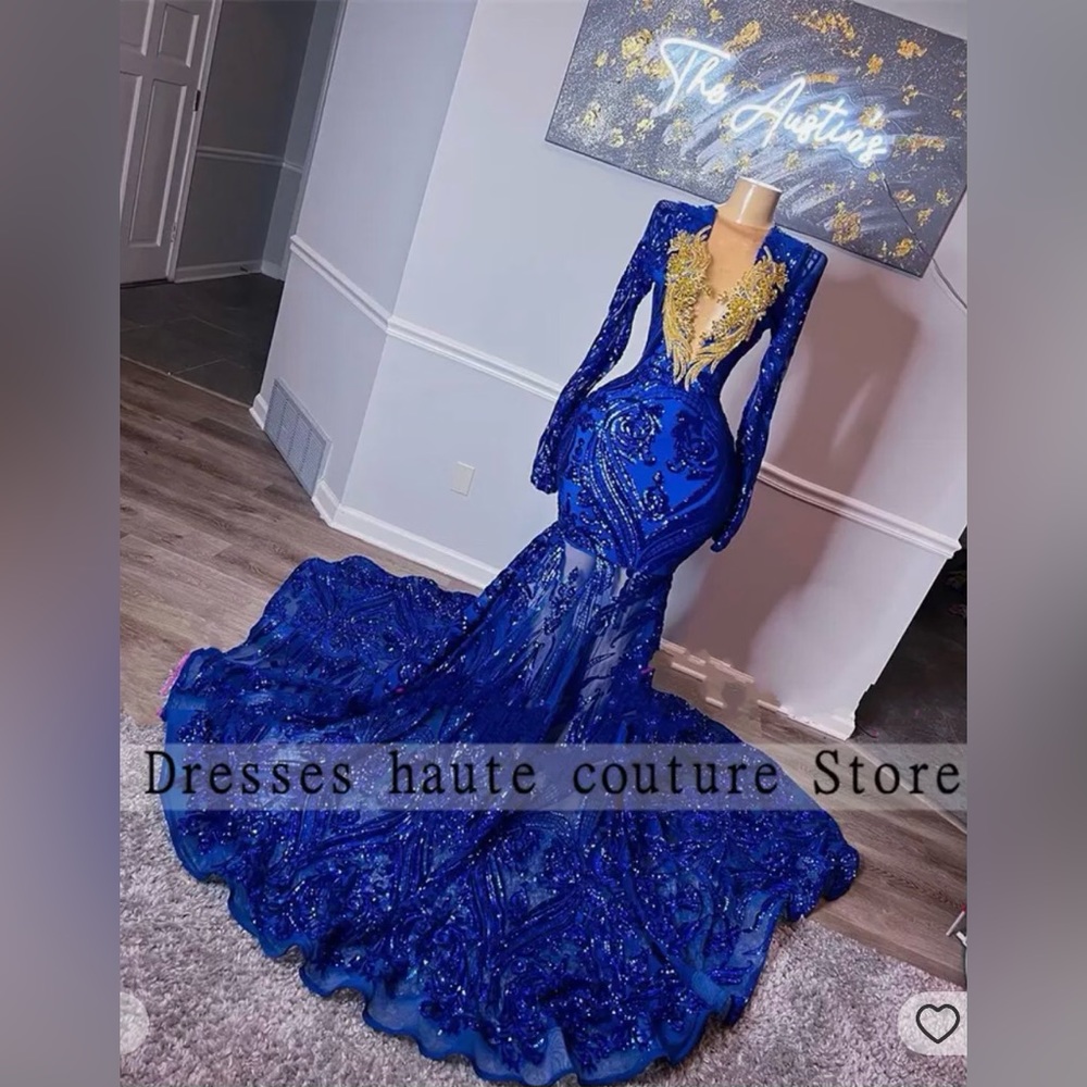 Black and gold prom dress